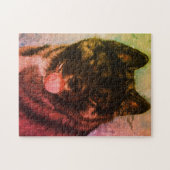 zwarte gelaatstrekkende akita pantserhondkunst legpuzzel (Horizontaal)