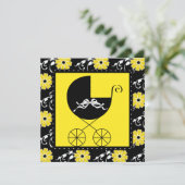 Zwarte Gele Baby Shower Uitnodigingen (Staand voorkant)