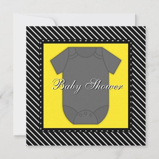 Zwarte Gele Baby Shower Uitnodigingen (Voorkant)