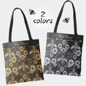 Zwarte Gele Bijen  Bloemen Custom Phrase Tote Bag