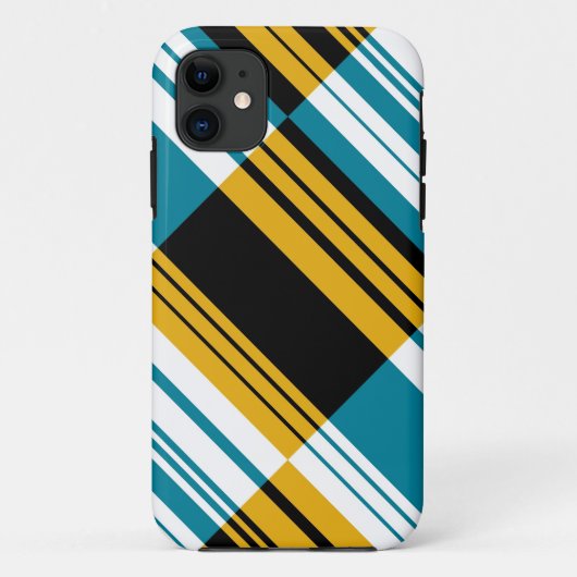 Zwarte, gele, blauwe, witte diagonale strepen Case-Mate iPhone case (Achterkant)