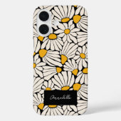 Zwarte gele bloemenmatrijs blokdruk Case-Mate iPhone case (Achterkant)
