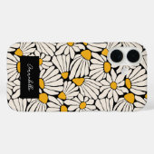 Zwarte gele bloemenmatrijs blokdruk Case-Mate iPhone case (Achterkant (horizontaal))