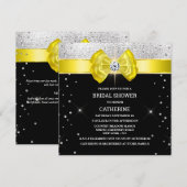 Zwarte gele boegelegant zilverspargel Uitnodiging (Voorkant / Achterkant)