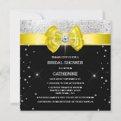 Zwarte gele boegelegant zilverspargel Uitnodiging (Voorkant)