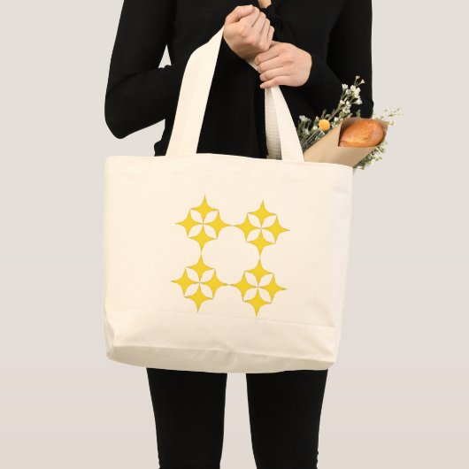 Zwarte & Gele Boodschappentas Grote Tote Bag (Voorkant (product))