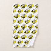 Zwarte Gele Cartoon Bumblebee Honeybee Bad Handdoek (Handdoek)