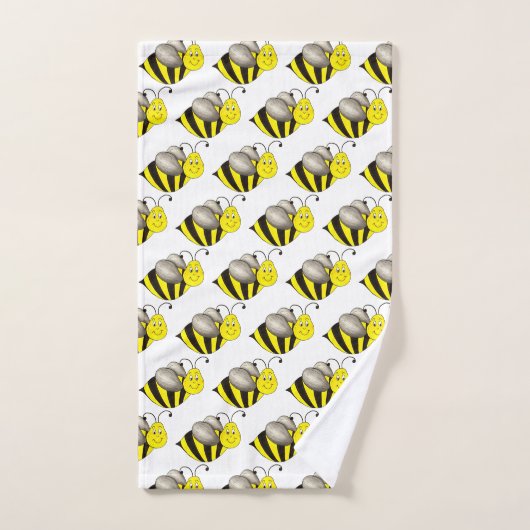 Zwarte Gele Cartoon Bumblebee Honeybee Bad Handdoek (Handdoek)