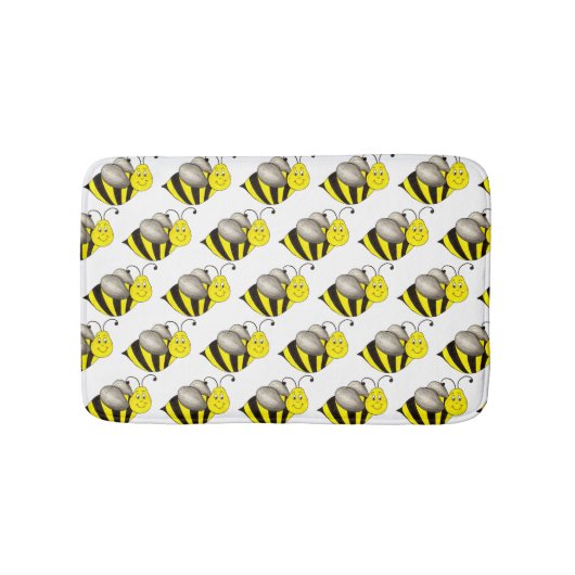 Zwarte Gele Cartoon Bumblebee Honeybee Badmat (Voorkant)