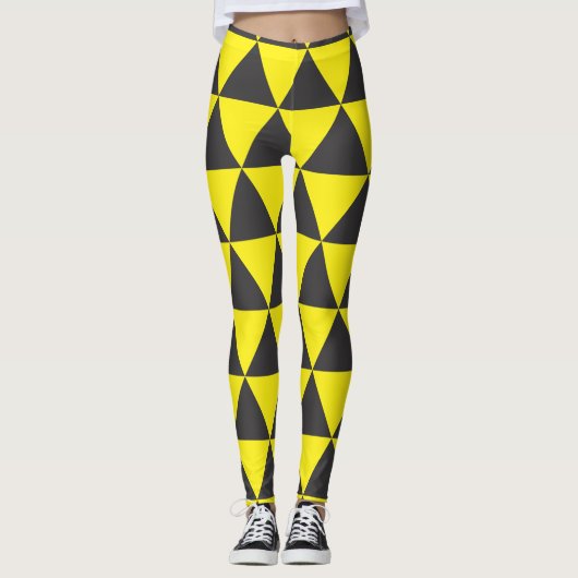 zwarte gele driehoek leggings (Voorkant)