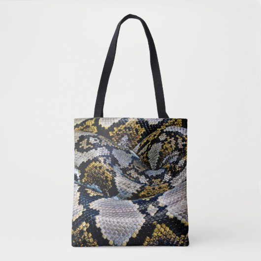 Zwarte, gele en grijze python tote bag (Voorkant)