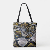 Zwarte, gele en grijze python tote bag (Achterkant)