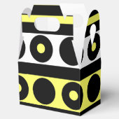 Zwarte, gele en witte pooldots en stripes bedankdoosjes (Geopend)