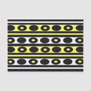 Zwarte, gele en witte pooldots en stripes tissuepapier