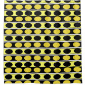 Zwarte, gele en witte strepen en pooldots douchegordijn (Voorkant)