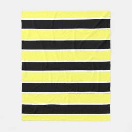 Zwarte, gele en witte strepen fleece deken