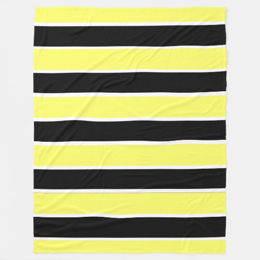 Zwarte, gele en witte strepen fleece deken (Voorkant)