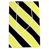 Zwarte, gele en witte strepen medium cadeauzakje (Voorkant)