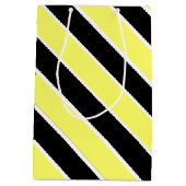 Zwarte, gele en witte strepen medium cadeauzakje (Achterkant)