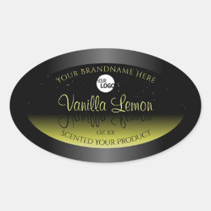 Zwarte gele etiketten voor productverpakking Glitt