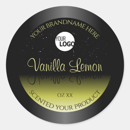 Zwarte gele etiketten voor productverpakking Glitt (Voorkant)