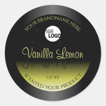 Zwarte gele etiketten voor productverpakking Glitt