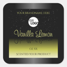 Zwarte gele etiketten voor productverpakking Glitt