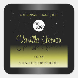 Zwarte gele etiketten voor productverpakking Glitt