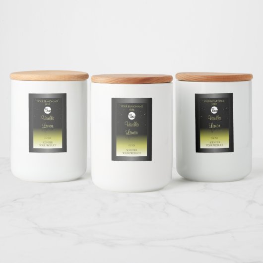 Zwarte gele etiketten voor productverpakking Glitt (Flessen)