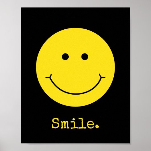 Zwarte Gele Face Grin Typografie Poster (Voorkant)