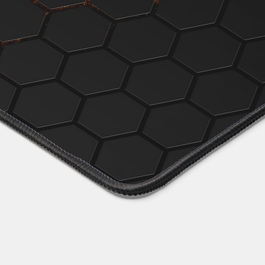 Zwarte gele honingraatgeometrie Monogram Bureaumat (Hoek)