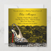 Zwarte Gele Luipaard Verjaardagsfeest Uitnodiginge Kaart (Achterkant)