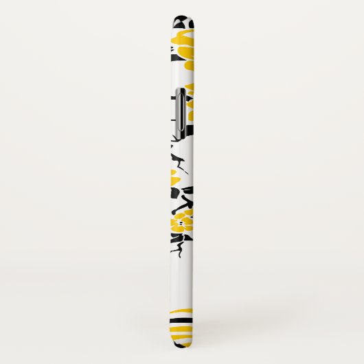 Zwarte gele pauw & kersenbloesem art nouveau Case-Mate iPhone case (Achterkant / rechts)