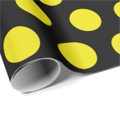 Zwarte & gele polka Dots moderne chic Cadeaupapier (Rol Hoek)