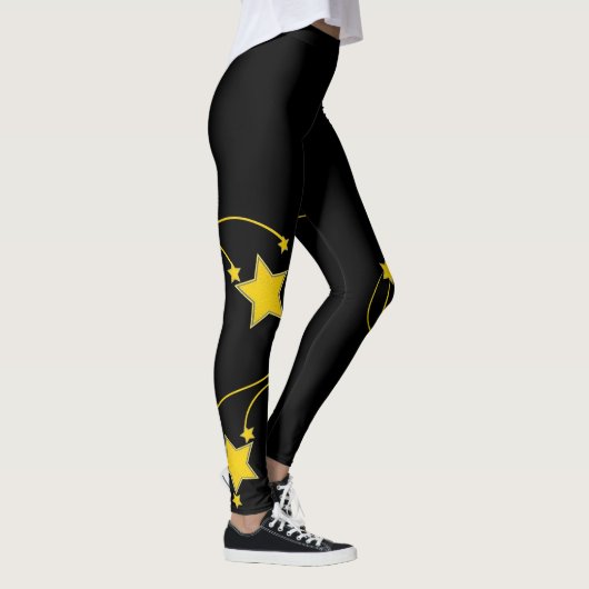 Zwarte Gele Sterren Broek Leggings (Rechts)