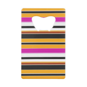 Zwarte gele strepen creditkaart flessenopener