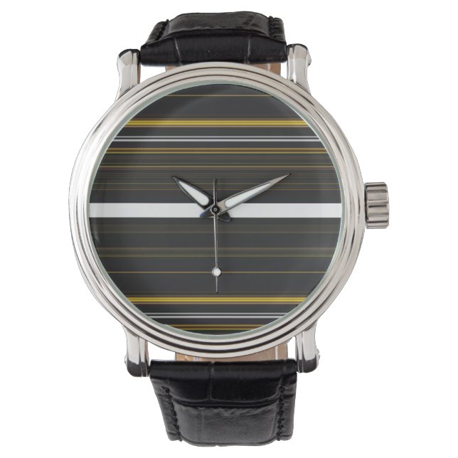 Zwarte gele strepen horloge (Voorkant)