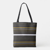 Zwarte gele strepen tote bag (Achterkant)