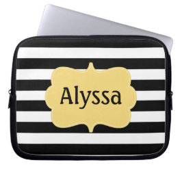 Zwarte Gele Stripe persoonlijke laptophoes Laptop Sleeve