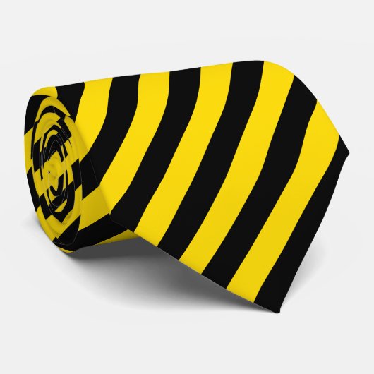 Zwarte gele striped Sjabloon Elegant Trendy Stropdas (Opgerold)