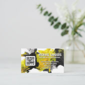 Zwarte gele verf | QR-code Visitekaartje (Staand voorkant)