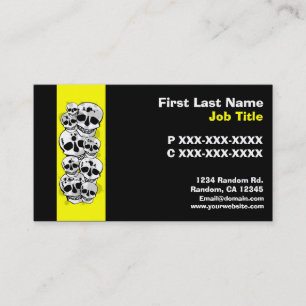 Zwarte gele verf splat schedels aangepaste kaarten visitekaartje