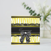 Zwarte Gele Zebra Quinceanera Party Uitnodigingen (Staand voorkant)