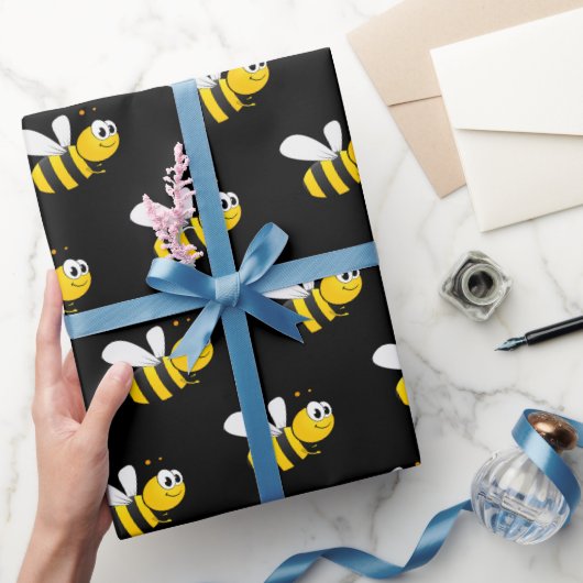 Zwarte gelukkige hommels zijn schattig leuk cadeaupapier (Geschenken)