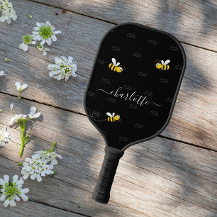 Zwarte gelukkige hommels zomers pret humor monogra pickleball paddle