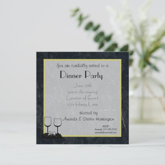 Zwarte gemarmerde steendiner kaart (Staand voorkant)