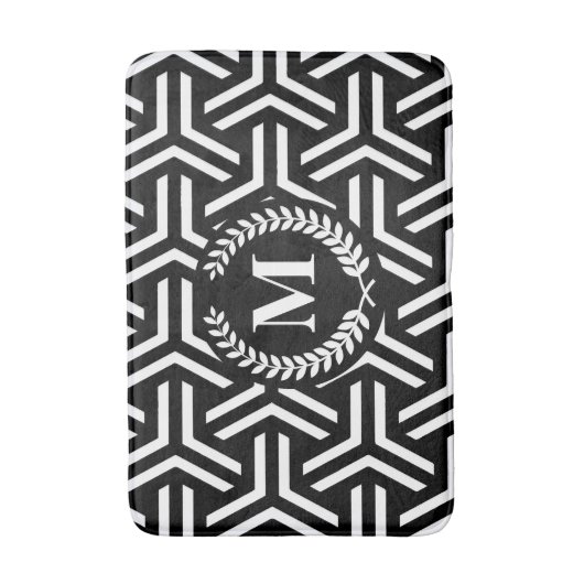 Zwarte geometrisch badmat (Voorkant Verticaal)