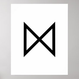 Zwarte Geometrische Dagaz (Dag) Viking Rune Poster