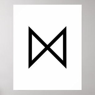 Zwarte Geometrische Dagaz (Dag) Viking Rune Poster