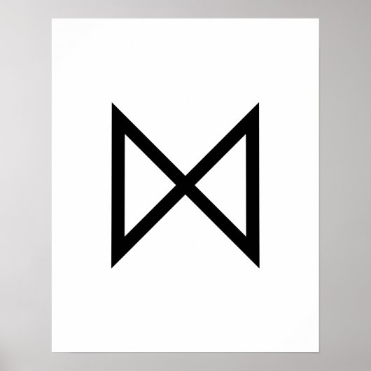 Zwarte Geometrische Dagaz (Dag) Viking Rune Poster (Voorkant)
